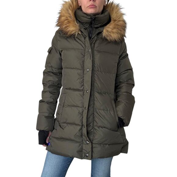 S13 DOWN PUFFER COAT WITH HOOD WATER RESISTANT WINDPROOF WOMEN SIZE SMALL - Picture 1 of 16